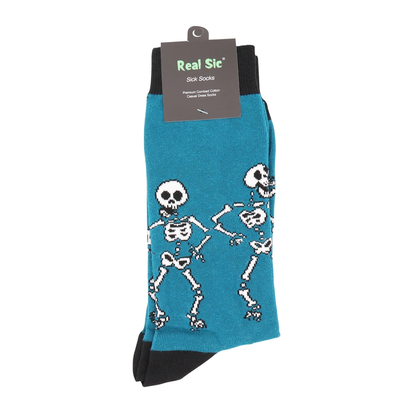 Skeletons (Blue) Socks - Comfy Cotton for Men & Women - Real Sic - Flyclothing LLC