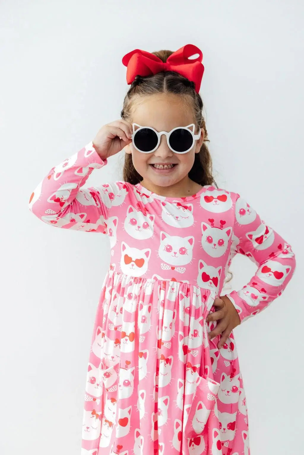 Cutie Cat L/S Pocket Twirl Dress - Mila & Rose ® - Flyclothing LLC