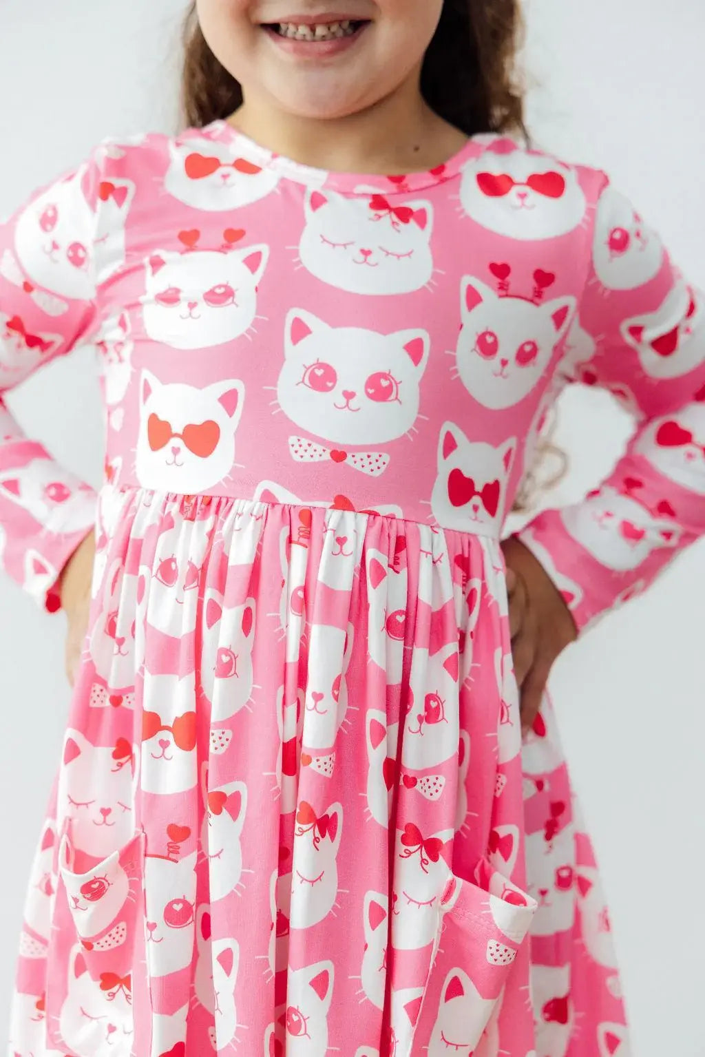 Cutie Cat L/S Pocket Twirl Dress - Mila & Rose ® - Flyclothing LLC