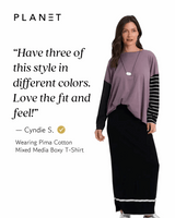 Pima Cotton Mixed Media Boxy T-Shirt - Capri