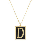 Gold Dipped Enamel Rectangle Monogram Pendant Necklace - Madeline Love - Flyclothing LLC