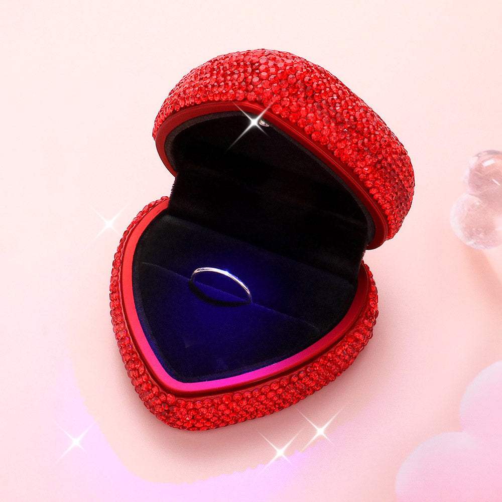 LED Light Bling Studded Heart Shaped Jewelry Ring Case - Madeline Love - Flyclothing LLC