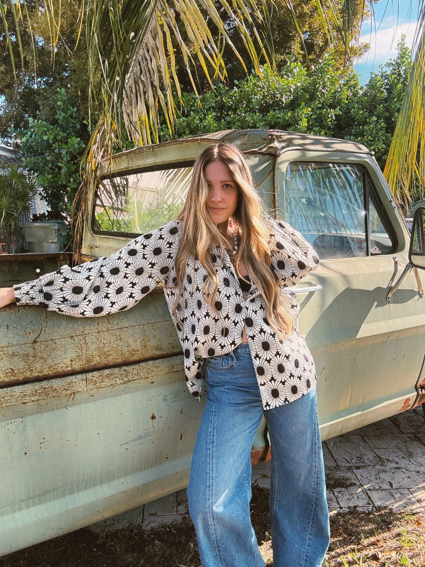 White Wedding Retro Floral Button Up Blouse PREORDER JUNE/JULY 2026 - Lil Bee's Bohemian - Flyclothing LLC