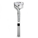 DA006 - High polished (no plating) Stainless Steel Ring with AAA Grade CZ in Clear - Alamode - Flyclothing LLC