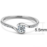 DA007 - High polished (no plating) Stainless Steel Ring with AAA Grade CZ  in Clear