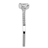 DA007 - High polished (no plating) Stainless Steel Ring with AAA Grade CZ in Clear - Alamode - Flyclothing LLC