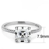 DA008 - High polished (no plating) Stainless Steel Ring with Cubic in Clear - Alamode - Flyclothing LLC