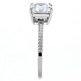 DA008 - High polished (no plating) Stainless Steel Ring with Cubic in Clear - Alamode - Flyclothing LLC