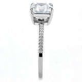 DA008 - High polished (no plating) Stainless Steel Ring with Cubic  in Clear - Alamode