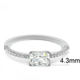 DA009 - High polished (no plating) Stainless Steel Ring with Cubic in Clear - Alamode - Flyclothing LLC