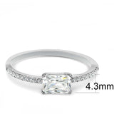 DA009 - High polished (no plating) Stainless Steel Ring with Cubic in Clear - Alamode - Flyclothing LLC