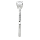 DA009 - High polished (no plating) Stainless Steel Ring with Cubic in Clear - Alamode - Flyclothing LLC