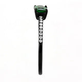 DA010 - IP Black(Ion Plating) Stainless Steel Ring with AAA Grade CZ in Emerald - Alamode - Flyclothing LLC