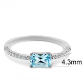 DA011 - High polished (no plating) Stainless Steel Ring with AAA Grade CZ  in Sea Blue - Alamode