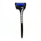 DA012 - IP Black(Ion Plating) Stainless Steel Ring with Synthetic Spinel in London Blue - Alamode - Flyclothing LLC