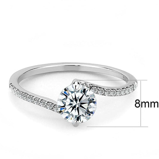 DA013 - High polished (no plating) Stainless Steel Ring with AAA Grade CZ in Clear - Alamode - Flyclothing LLC