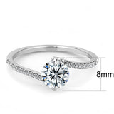 DA013 - High polished (no plating) Stainless Steel Ring with AAA Grade CZ  in Clear - Alamode