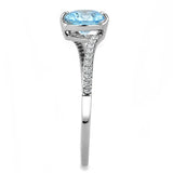 DA014 - High polished (no plating) Stainless Steel Ring with AAA Grade CZ in Sea Blue - Alamode - Flyclothing LLC