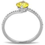 DA015 - High polished (no plating) Stainless Steel Ring with AAA Grade CZ in Topaz - Alamode - Flyclothing LLC