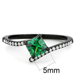 DA017 - IP Black(Ion Plating) Stainless Steel Ring with AAA Grade CZ  in Emerald - Alamode