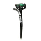 DA017 - IP Black(Ion Plating) Stainless Steel Ring with AAA Grade CZ in Emerald - Alamode - Flyclothing LLC