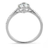 DA018 - High polished (no plating) Stainless Steel Ring with AAA Grade CZ in Clear - Alamode - Flyclothing LLC
