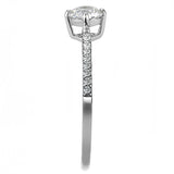 DA018 - High polished (no plating) Stainless Steel Ring with AAA Grade CZ in Clear - Alamode - Flyclothing LLC