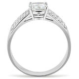 DA020 - High polished (no plating) Stainless Steel Ring with Cubic in Clear - Alamode - Flyclothing LLC