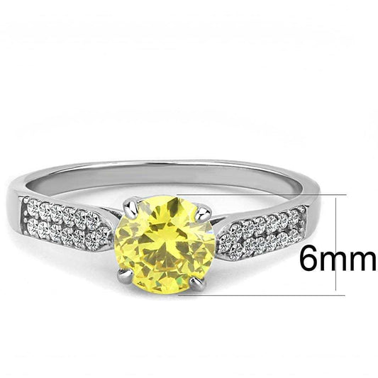 DA021 - High polished (no plating) Stainless Steel Ring with AAA Grade CZ in Topaz - Alamode - Flyclothing LLC