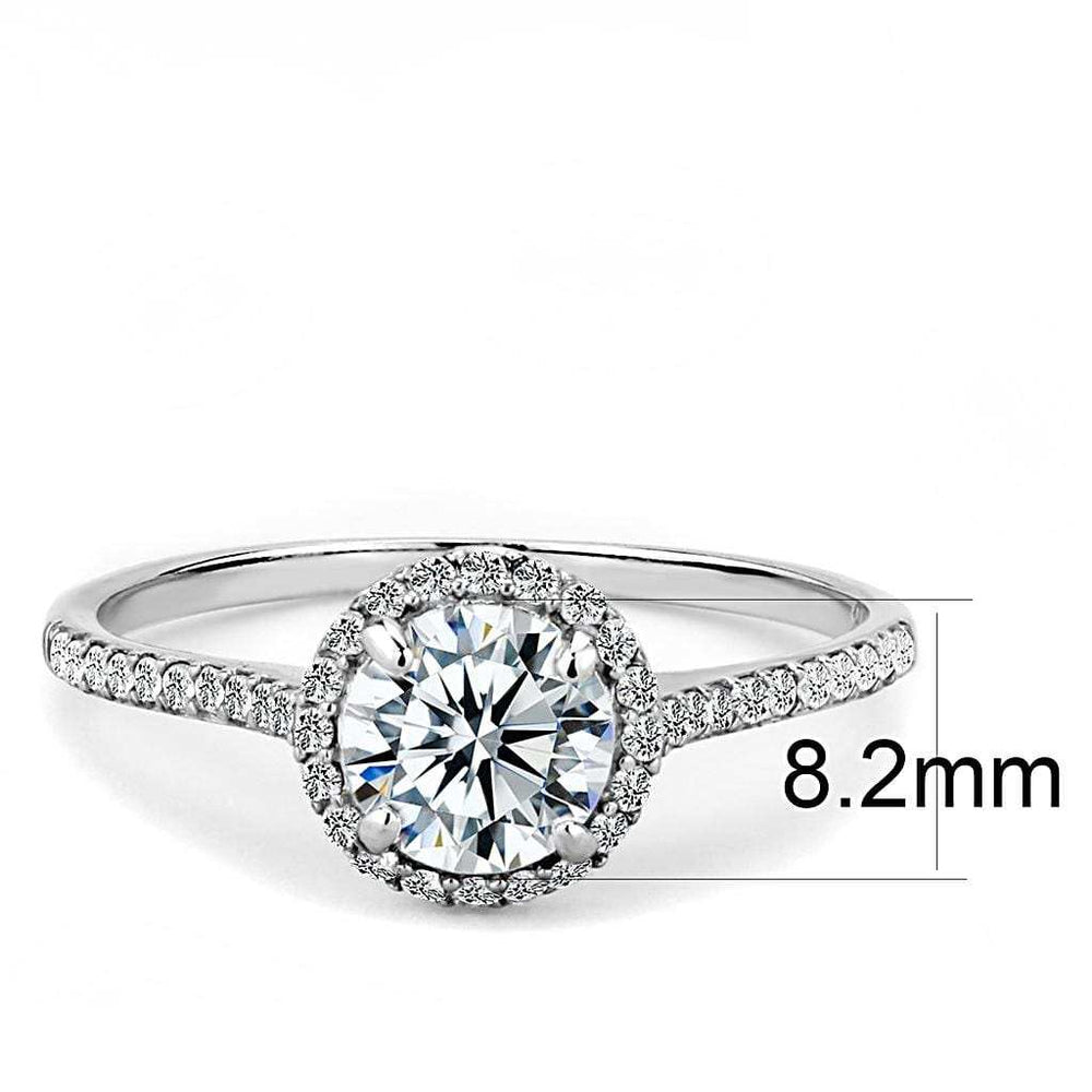 DA022 - High polished (no plating) Stainless Steel Ring with AAA Grade CZ in Clear - Alamode - Flyclothing LLC