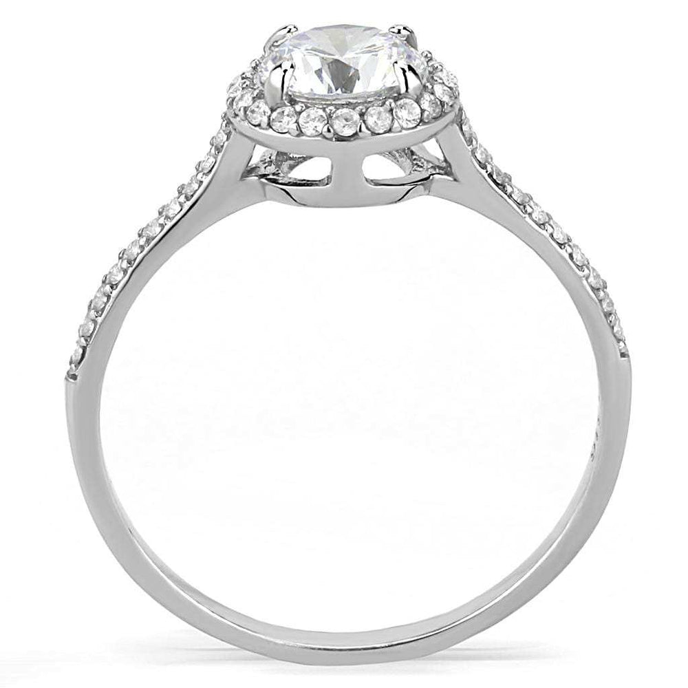 DA022 - High polished (no plating) Stainless Steel Ring with AAA Grade CZ in Clear - Alamode - Flyclothing LLC