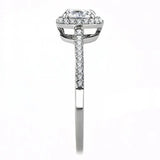 DA022 - High polished (no plating) Stainless Steel Ring with AAA Grade CZ in Clear - Alamode - Flyclothing LLC