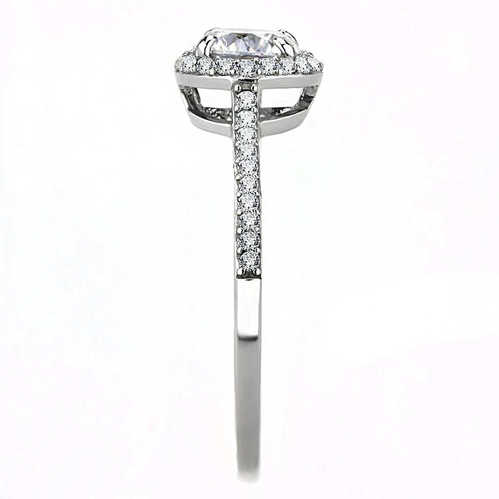 DA022 - High polished (no plating) Stainless Steel Ring with AAA Grade CZ in Clear - Alamode - Flyclothing LLC