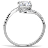 DA023 - High polished (no plating) Stainless Steel Ring with AAA Grade CZ  in Clear - Alamode