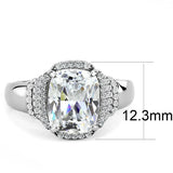 DA024 - High polished (no plating) Stainless Steel Ring with Cubic in Clear - Alamode - Flyclothing LLC