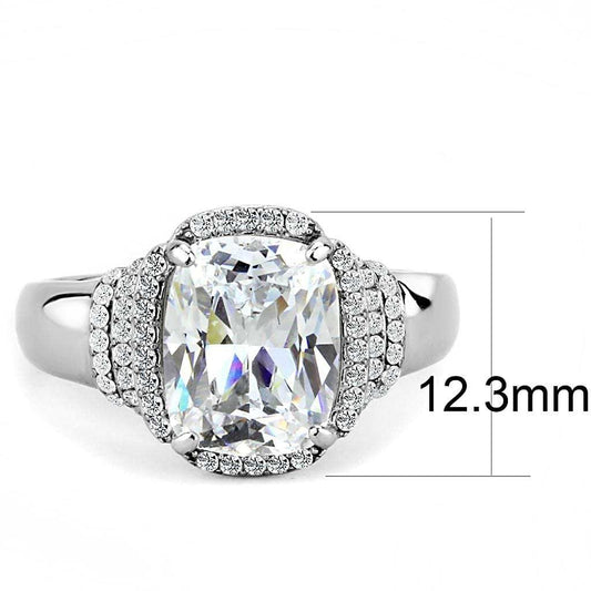 DA024 - High polished (no plating) Stainless Steel Ring with Cubic in Clear - Alamode - Flyclothing LLC
