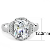 DA024 - High polished (no plating) Stainless Steel Ring with Cubic in Clear - Alamode - Flyclothing LLC