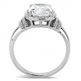 DA024 - High polished (no plating) Stainless Steel Ring with Cubic in Clear - Alamode - Flyclothing LLC
