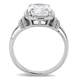 DA024 - High polished (no plating) Stainless Steel Ring with Cubic in Clear - Alamode - Flyclothing LLC