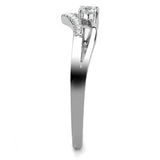 DA030 - High polished (no plating) Stainless Steel Ring with AAA Grade CZ in Clear - Alamode - Flyclothing LLC
