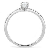 DA031 - High polished (no plating) Stainless Steel Ring with Cubic in Clear - Alamode - Flyclothing LLC