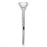 DA031 - High polished (no plating) Stainless Steel Ring with Cubic in Clear - Alamode - Flyclothing LLC