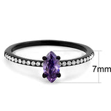 DA032 - IP Black(Ion Plating) Stainless Steel Ring with AAA Grade CZ  in Amethyst