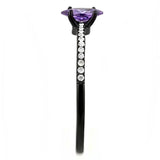 DA032 - IP Black(Ion Plating) Stainless Steel Ring with AAA Grade CZ in Amethyst - Alamode - Flyclothing LLC