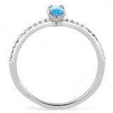 DA034 - High polished (no plating) Stainless Steel Ring with AAA Grade CZ in Sea Blue - Alamode - Flyclothing LLC