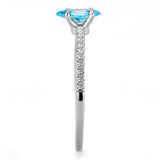 DA034 - High polished (no plating) Stainless Steel Ring with AAA Grade CZ in Sea Blue - Alamode - Flyclothing LLC