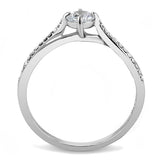 DA035 - High polished (no plating) Stainless Steel Ring with AAA Grade CZ  in Clear