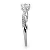 DA035 - High polished (no plating) Stainless Steel Ring with AAA Grade CZ in Clear - Alamode - Flyclothing LLC