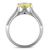 DA037 - High polished (no plating) Stainless Steel Ring with AAA Grade CZ in Topaz - Alamode - Flyclothing LLC