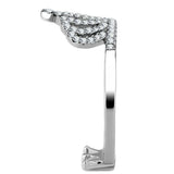 DA040 - High polished (no plating) Stainless Steel Ring with AAA Grade CZ in Clear - Alamode - Flyclothing LLC